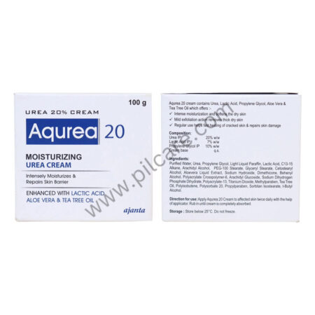 Aqurea 20 Moisturizing Urea Cream with Lactic Acid, Aloe Vera & Tea Tree Oil