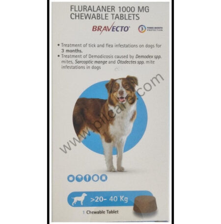Bravecto 1000mg Pet Chewable Tick and Flea Control Tablet (For > 20-40 Kg)