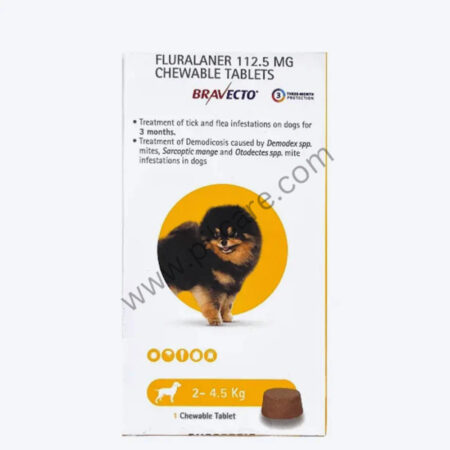 Bravecto 112.5mg Pet Chewable Tick and Flea Control Tablet (For > 2-4.5 kg)