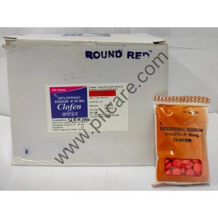 Bulk Clofen Diclofenac Sodium Tablets 50mg (Round/Red)