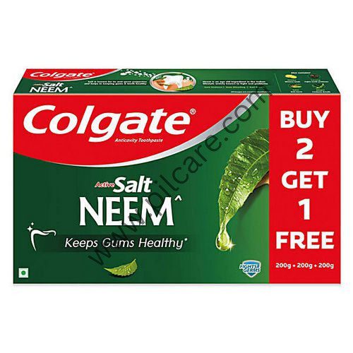 Colgate Active Salt Neem Anticavity Toothpaste (200gm Each) Buy 2 Get 1 Free