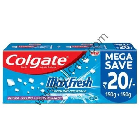 Colgate Maxfresh with Cooling Crystals Anticavity Toothpaste Mega Save Pack (150gm Each) Peppermint Ice Blue Gel