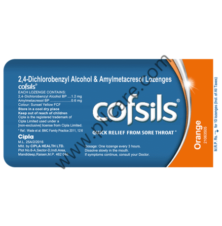 Cofsils Lozenges for Quick Relief from Sore Throat | Flavour Orange
