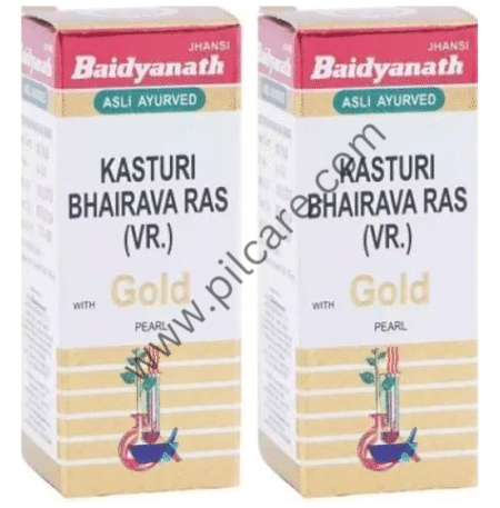 Baidyanath (Jhansi) Kasturi Bhairava Ras VR with Gold Pearl Tablets(10 Each)