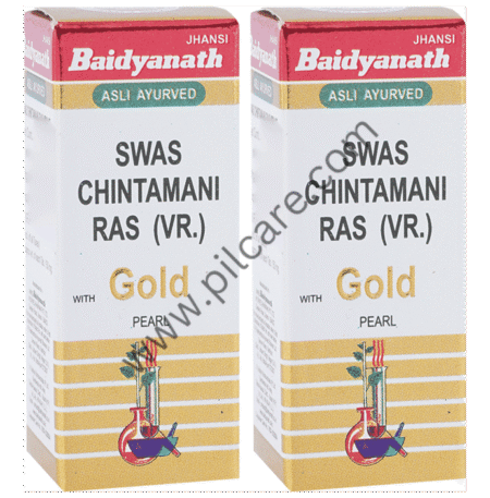 Baidyanath (Jhansi) Swas Chintamani Ras (Vr.) with Gold Pearl (10 Each)