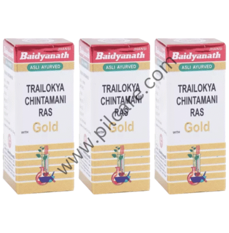 Baidyanath (Jhansi) Trailokya Chintamani Ras with Gold (10 Each)