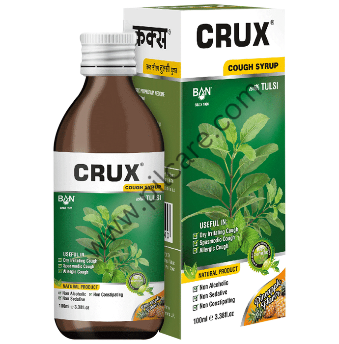 Ban Labs Crux Ayurvedic Cough Syrup with Tulsi |Relief from Chronic Cough & Cold|