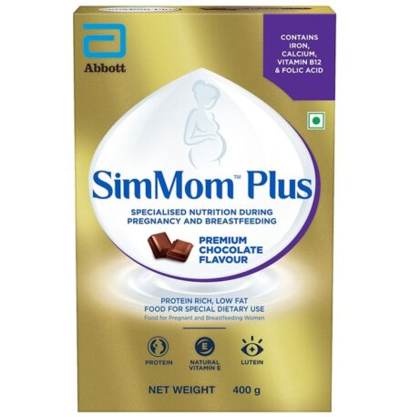 SimMom Plus with Vitamin E, Protein & Lutein | For Pregnant & Breastfeeding Women | Flavour Premium Chocolate Powder
