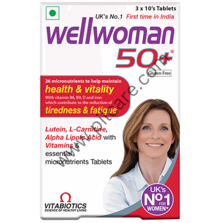 Wellwoman 50+ Multivitamins Health Supplement for Women | Reduces Tiredness & Fatigue | Gluten free Tablet
