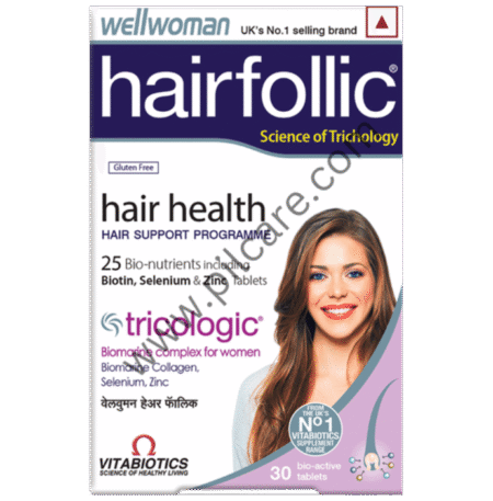 Wellwoman Hairfollic Tablet with Collagen, Zinc & Selenium | For Hair Health | Gluten-Free