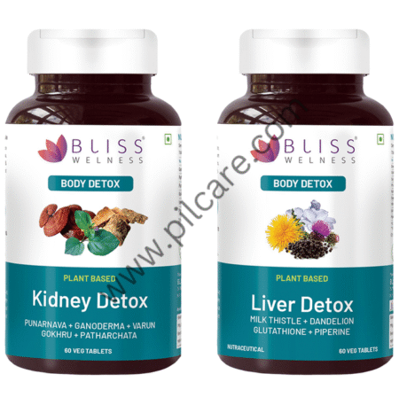 Bliss Welness Combo Pack of Body kidney & Liver Detox Veg Tablet (60 Each)