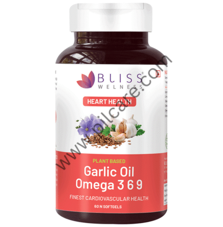 Bliss Welness Plant Based Heart Health Garlic Oil Omega 3 6 9 Softgel Capsule