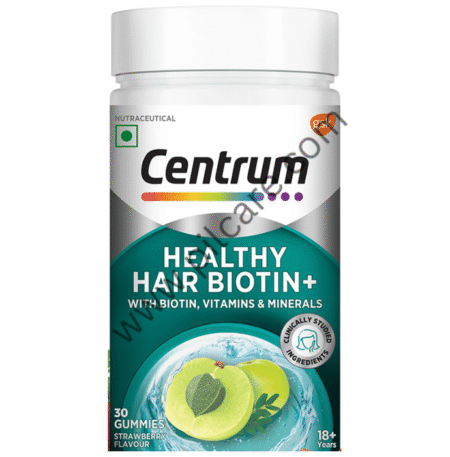 Centrum Healthy Hair Biotin+ with Biotin Vitamins & Minerals Gummy Strawberry