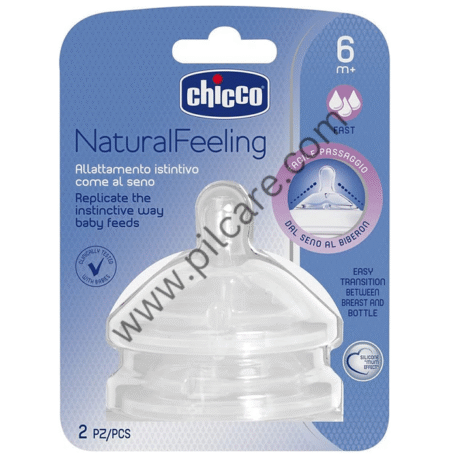 Chicco 2 Teat Natural feeling 6M+ F Fast