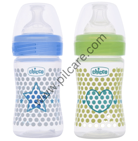 Chicco Bipack WellBeing Feeding Bottle Blue and Green