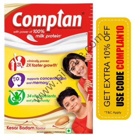 Complan Nutrition Drink Powder for Children | Nutrition Drink for Kids with Protein & 34 Vital Nutrients | Kesar Badam