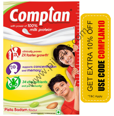 Complan Nutrition Drink Powder for Children | Nutrition Drink for Kids with Protein & 34 Vital Nutrients | Pista Badam
