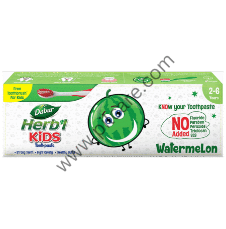 Dabur Herbal Kids 2-6 Years Toothpaste with Kids Toothbrush Free Watermelon