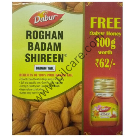 Dabur Roghan Badam Shireen Oil for Healthy Hair & Skin with Dabur Honey 100gm Free