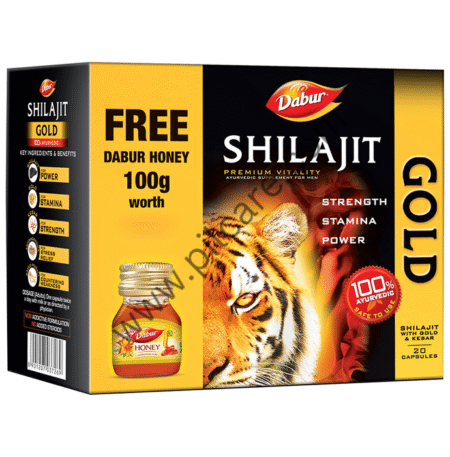Dabur Shilajit Gold Capsule for Men | For Immunity, Strength, Stamina & Power with 100gm Honey Free