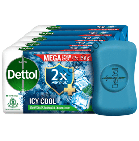 Dettol Icy Cool Bathing Soap Bar with 2X Menthol (150gm Each)