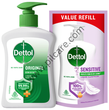 Dettol Original Liquid Handwash 200ml with Sensitive Liquid Handwash Refill 175ml
