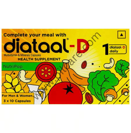 Diataal Diataal-D Multivitamin Capsule with Vitamin D For Heart Health | Strong Bones | Immunity & Health | for Men, Women & Kids | Capsule