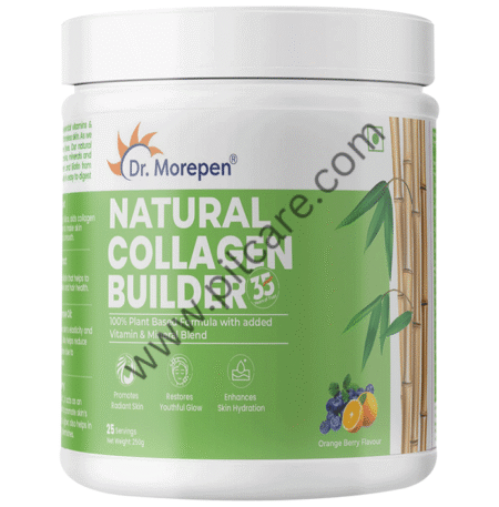 Dr. Morepen Natural Collagen Builder with Biotin & Vitamin C | For Skin, Hair, Nails | Flavour Orange & Berry