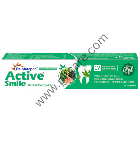 Dr. Morepen Active Smile Enriched with 17 Powerful Herbs Toothpaste with Bamboo Toothbrush
