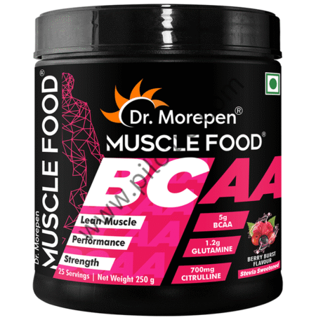 Dr. Morepen Muscle Food BCCA for Lean Muscles, Performance & Strength | Flavour Berry Burst