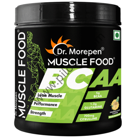 Dr. Morepen Muscle Food BCCA for Lean Muscles, Performance & Strength | Flavour Pineapple Play