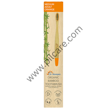 Dr. Morepen Organic Bamboo Toothbrush Adult Medium Orange