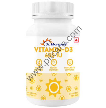 Dr. Morepen Vitamin-D3 600 IU | Softgel Capsule for Bones, Heart & Immunity