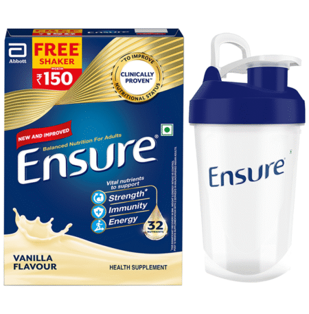 Ensure Powder Complete Balanced Drink for Adults | For Strength, Immunity & Energy | With Essential Vitamins | Nutrition Formula Vanilla with Free Shaker