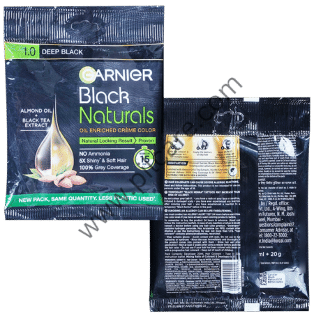 Garnier Black Natural Oil Enriched Cream Color Deep Black Almond Oil + Black Tea Extract