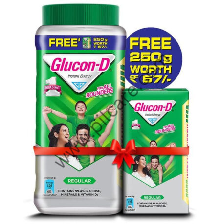 Glucon-D with Glucon-D Powder 250gm Regular Free Regular