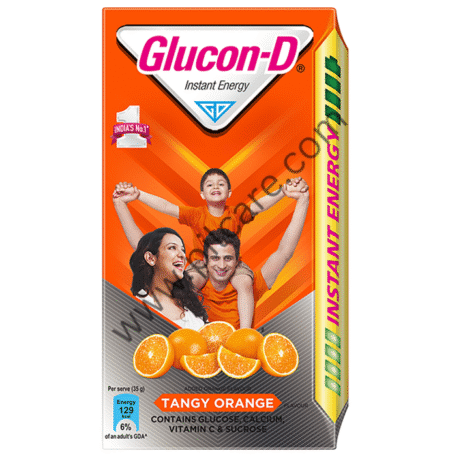 Glucon-D with Glucose, Calcium, Vitamin C & Sucrose | Nutrition Booster Tangy Orange
