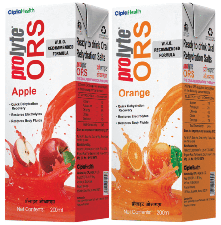 Prolyte ORS Combo Pack of Ready To Drink for Body Fluid & Electrolyte Replenishment Flavour Apple & Orange