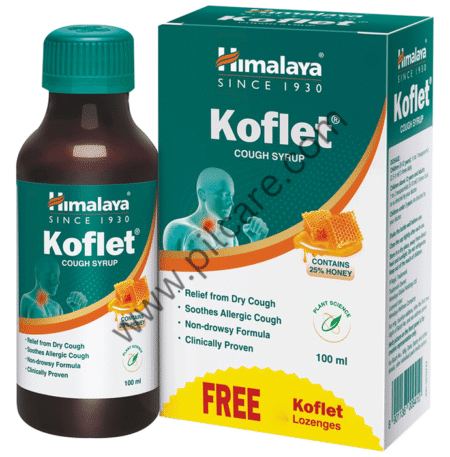 Himalaya Koflet Cough Syrup 25% Honey with 6 Koflet lozenges Free