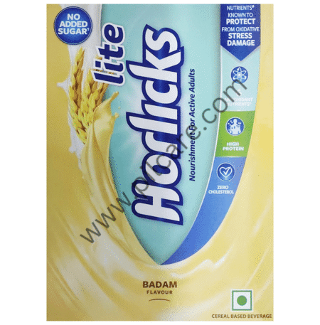 Horlicks Lite with Antioxidant Nutrients, Protein & No Added Sugar for Stamina, Bones, Immunity & Growth Powder Badam