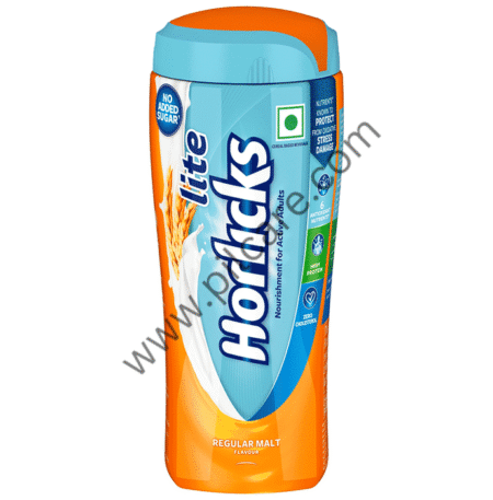Horlicks Lite with Antioxidant Nutrients, Protein & No Added Sugar for Stamina, Bones, Immunity & Growth Powder Regular Malt