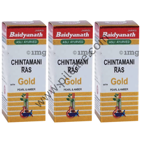 Baidyanath (Jhansi) Chintamani Ras with Gold Pearl & Amber (10 Each)
