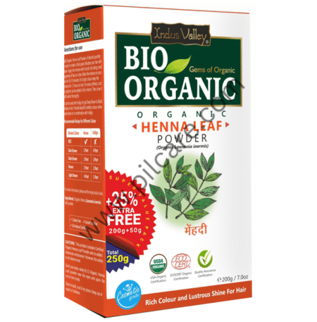 Indus Valley Bio Organic Henna Leaf Powder +25% Extra Free