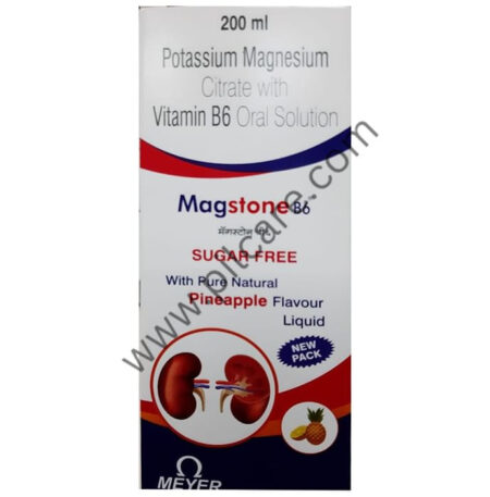 Magstone B6 Oral Solution with Potassium Magnesium Citrate & Vitamin B6 | Sugar-Free | Flavour Pineapple