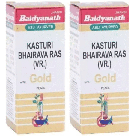 Baidyanath Kasturi Bhairava Ras VR with Gold Pearl Tablets(10 Each)