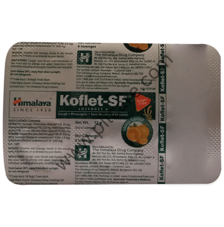 Himalaya Orange Koflet-SF Cough Lozenges | Relieves Cough & Sore Throat | Sugar Free