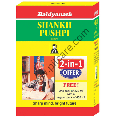Baidyanath Shankhpushpi Sarbat | Helps Support Brain Health | 2-in-1 Offer (450 ml with Free 220ml)