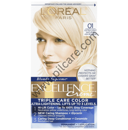 Loreal Blonde Supreme 01 Extra Light Natural Ash Blonde Excellence Creme Triple Care Color