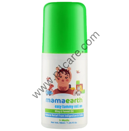 Mamaearth Easy Tummy Roll On with Hing & Fennel Oil | Relieves Indigestion & Colic