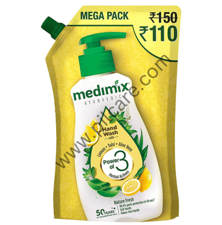 Medimix Ayurvedic Nature Fresh with Lemon, Tulsi & Aloe Vera Hand Wash Mega Pack Refill (750ml Each)